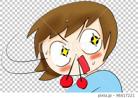 興奮して激しく振り返る鼻息の荒い女性 96817221
