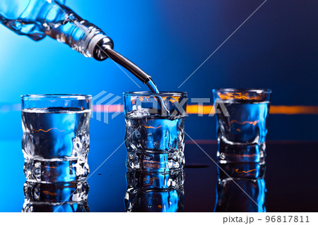 vodka in bar on a black  background 96817811