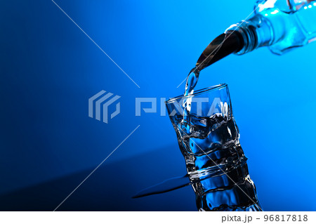 vodka in bar on a black  background 96817818