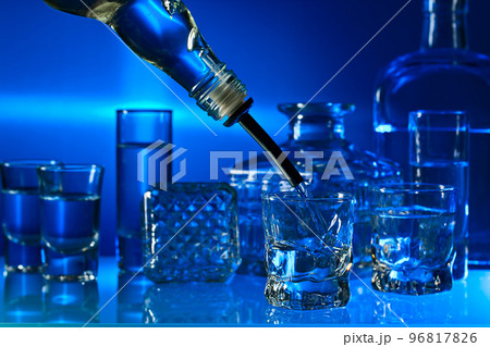 vodka on glass table vodka on glass table 96817826