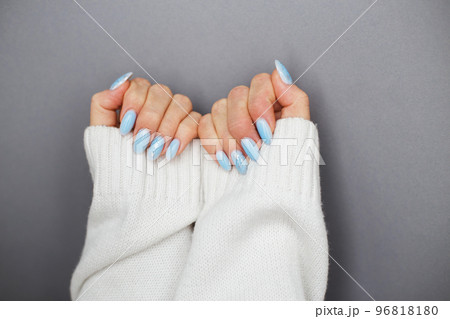 Cozy nails with winter manicure with snowflakes 96818180