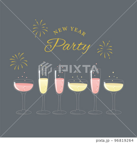 ニューイヤーパーティー用のシャンパンのイラスト ニューイヤーパーティー用のシャンパンのイラスト 96819264