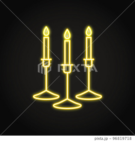 Candles in holder icon in neon line style Candles in holder icon in neon line style 96819718