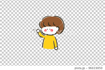 boyish girl waving 96819850
