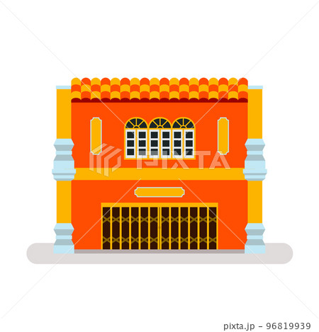 Vintage colorful Thailand Shophouse.Classic building isolated background.Vector illustration. Apartment in Urban 96819939