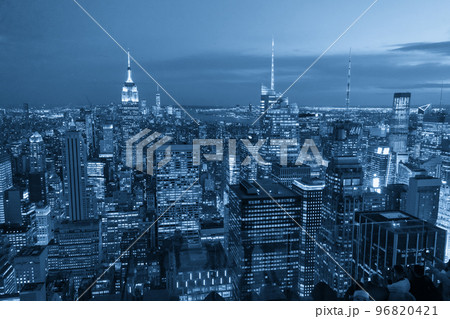 Aerial view of New York city at night, Manhattan, USA Aerial view of New York city at night, Manhattan, USA 96820421
