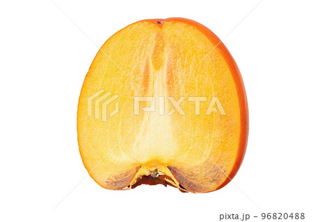 Slices of persimmon.Ripe orange persimmon fruit isolated on white background. Slices of persimmon.Ripe orange persimmon fruit isolated on white background. 96820488