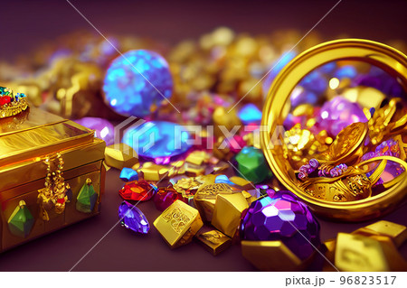 金貨 宝石 宝 貨幣 財宝 宝箱 高価のイラスト素材 [96823517] - PIXTA