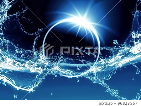 科学概念の青い水のしぶきと青い球を組み合わせた3dイラストレーション 科学概念の青い水のしぶきと青い球を組み合わせた3dイラストレーション 96823567