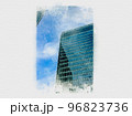 水彩画で描かれたオフィスビル 96823736