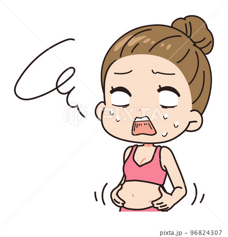 お腹が太っている女性のイラスト 96824307