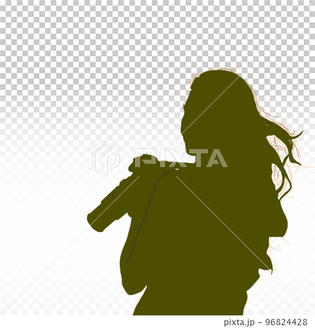 相機女孩相機風景日落早晨太陽女孩背景插圖 96824428