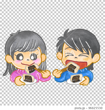 磯部焼きを食べる子ども達 96825530