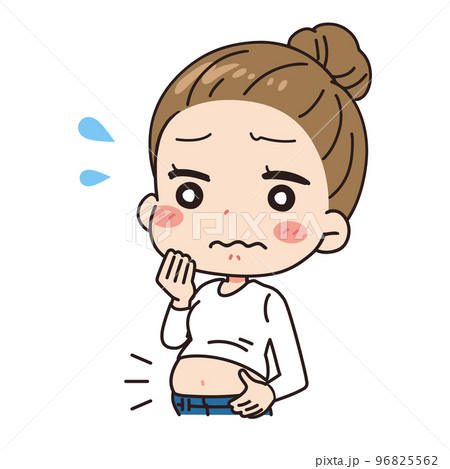 お腹が太っている女性のイラスト 96825562