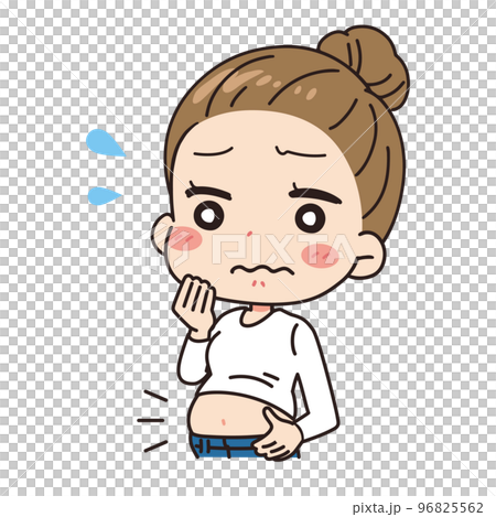 お腹が太っている女性のイラスト 96825562
