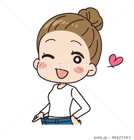 お腹がスッキリしている女性のイラスト 96825563