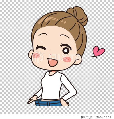 お腹がスッキリしている女性のイラスト 96825563