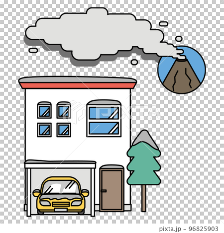 噴火による火山灰がちり積もった住宅 噴火による火山灰がちり積もった住宅 96825903