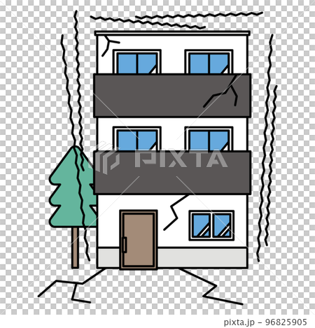 Cracked house due to earthquake damage 96825905