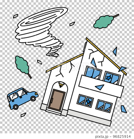 Homes and cars damaged by tornado Homes and cars damaged by tornado 96825914