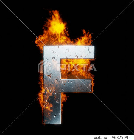 炎をまとったアルファベットのF。燃える文字。 96825992