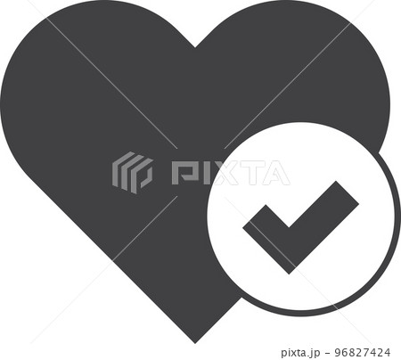 heart and check mark illustration in minimal style 96827424