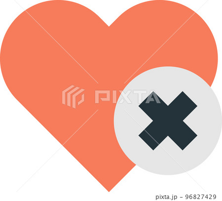 heart and wrong sign illustration in minimal style 96827429