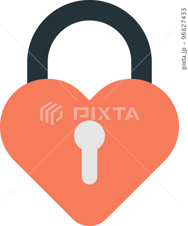 heart shaped lock illustration in minimal style 96827433