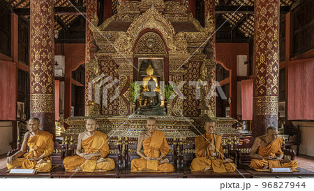The iconic Wat Phra Singh, is a 14th century Buddhist temple located in the Old City Center. of The iconic Wat Phra Singh, is a 14th century Buddhist temple located in the Old City Center. of 96827944