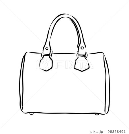Set of Black and White Outline Fashion Bags Collection Stock Vector   Illustration of isolated drawi 104635987