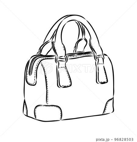 Sketches of bags. Vector fashion illustration. Women's Bags Hand Drawn Purses set of women's fashion accessories. vector illustration handbags 96828503