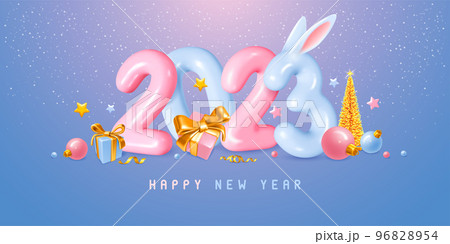 Happy New Year 2023 3d Numbers With Rabbit Ears Happy New Year 2023 3d Numbers With Rabbit Ears 96828954