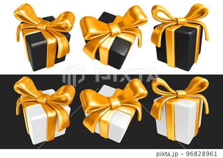 Black And White Gift Box With Golden Bow Set 96828961