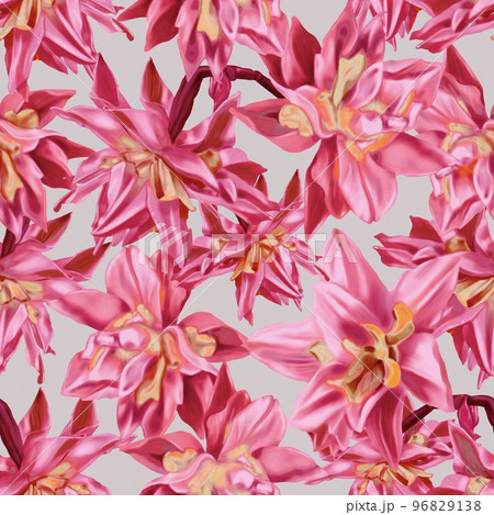 Seamless pattern Viva Magenta. Watercolor illustration of red wild flowers. Pantone color 2023. realistic digital paper Seamless pattern Viva Magenta. Watercolor illustration of red wild flowers. Pantone color 2023. realistic digital paper 96829138