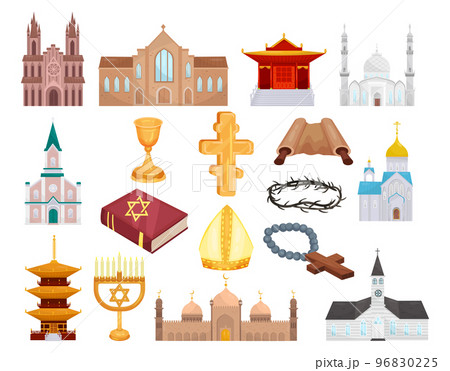 Religious Symbols with Christianity, Islam, Judaism, Orthodoxy, Buddhism and Hinduism Big Vector Set Religious Symbols with Christianity, Islam, Judaism, Orthodoxy, Buddhism and Hinduism Big Vector Set 96830225