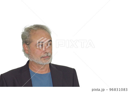 closeup portrait of a mature man with a beard on a white background closeup portrait of a mature man with a beard on a white background 96831083