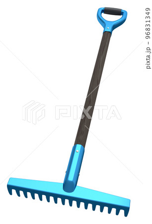 Garden rake with wooden handle for harvesting hay on white background. Garden rake with wooden handle for harvesting hay on white background. 96831349