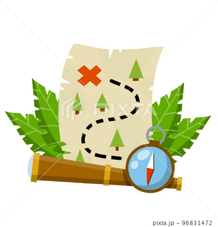 Treasure map. Pirate hidden treasure. 96831472