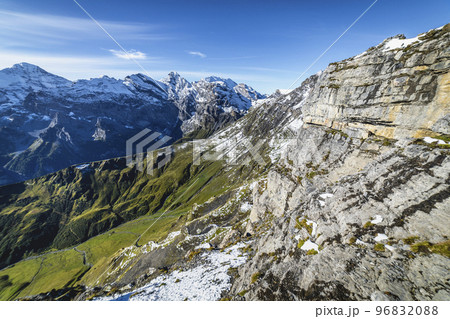 Top of the Schilthorn and view of Bernese Swiss alps, Switzerland 96832088