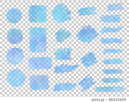 藍色水彩畫筆描邊組/圓/方/題/框/線/圓/方 96832609