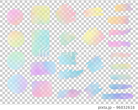 カラフルな水彩ブラシストロークセット/丸/四角/タイトル/枠/線/丸/四角 96832618