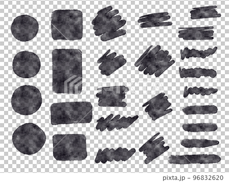 Black watercolor brush stroke set / circle / - Stock Illustration  [96832620] - PIXTA