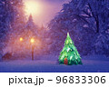 Abstract toy castle. Fairy hut. Christmas winter background. 3d image 96833306