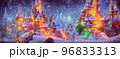 Abstract toy castle. Christmas winter background. 3d image 96833313