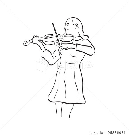 woman playing violin illustration vector hand drawn isolated on white background line art. woman playing violin illustration vector hand drawn isolated on white background line art. 96836081