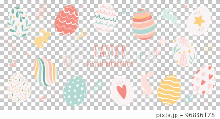 手描きのイースターのデザイン装飾セット(ベクターイラスト) 手描きのイースターのデザイン装飾セット(ベクターイラスト) 96836178