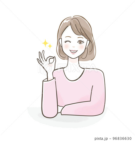 笑顔で説明する女性のイラスト素材 96836630