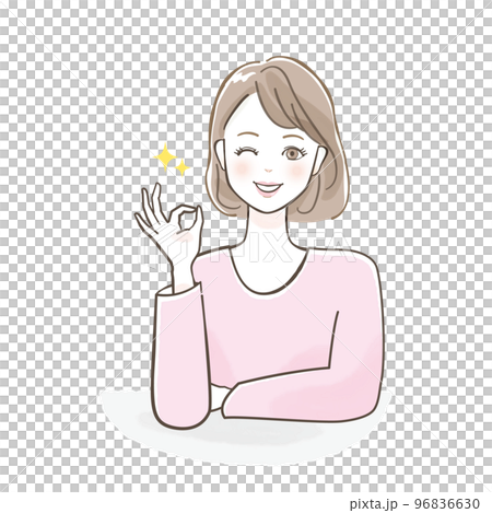 笑顔で説明する女性のイラスト素材 96836630