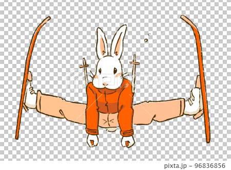 Illustration material of a rabbit ski jumping 96836856
