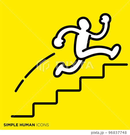 シンプルな人間のアイコンシリーズ　「階段を駆け上がる人」 96837748